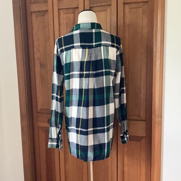 H&M Green & Blue Plaid Buttondown, Size 8 - Picture 3 of 7